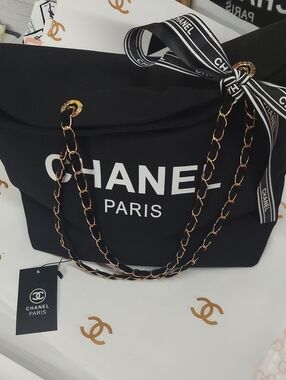 Paris Canvas Tote With Gold Hardware